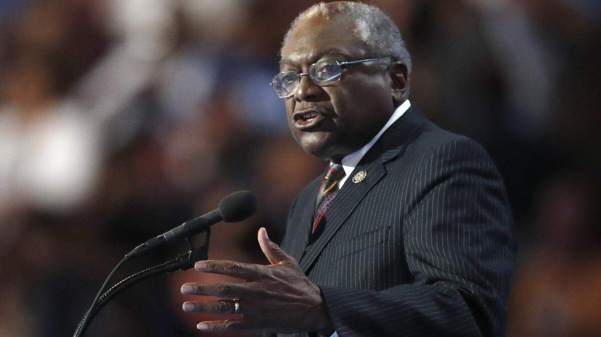 In a file photo, Rep. James Clyburn, D-SC, speaks at the Democratic National Convention in Philadelphia. Clyburn announced his intentions to be named Majority Whip in the House.