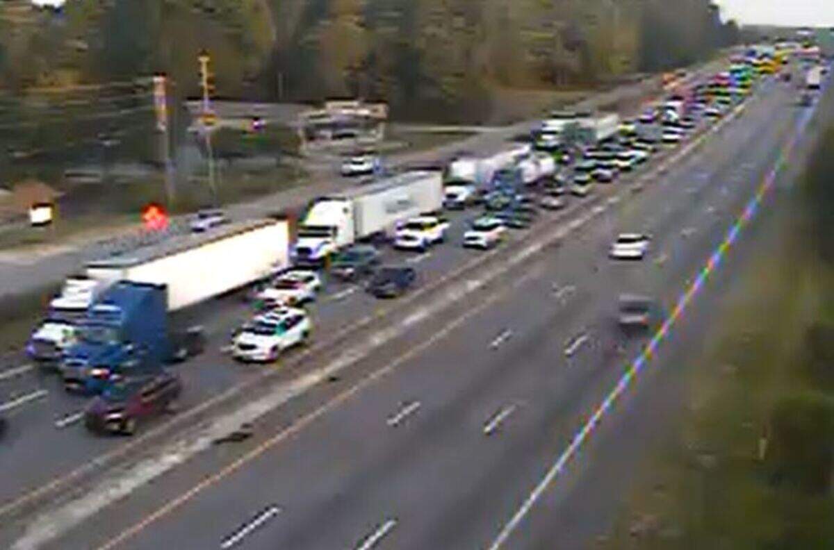 Vehicles were backed up for miles following an early morning crash.