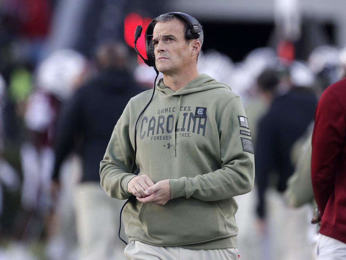 South Carolina’s Shane Beamer during Saturday’s game against Wofford at Williams-Brice Stadium.