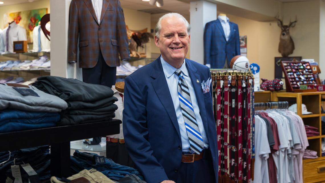 Perry Lancaster poses for a portrait at Brittons of Columbia on Friday, September 12, 2025. He has worked at the store for 50 years.