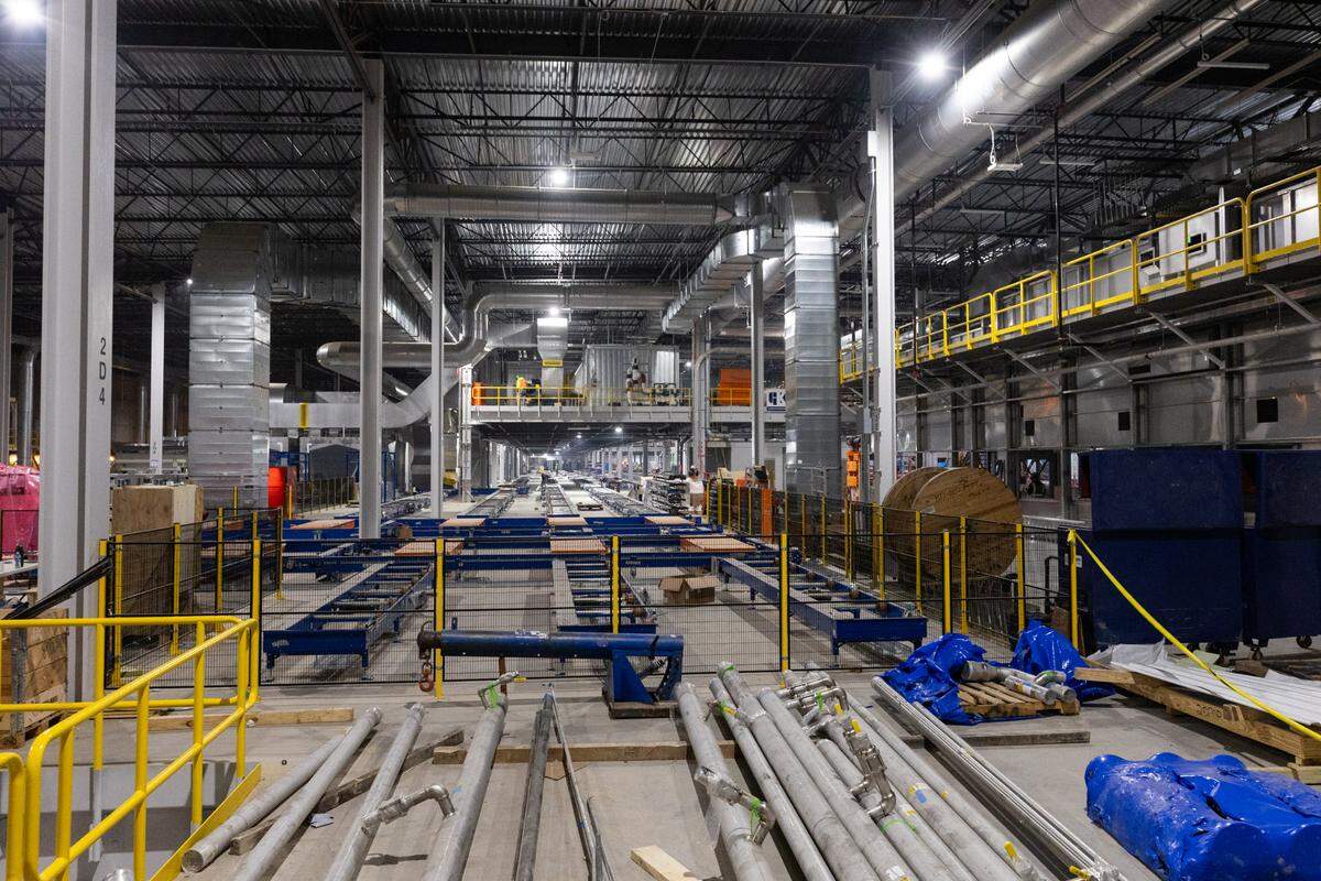 The painting facility at the Scout Motors manufacturing plant in Blythewood, South Carolina is under construction on Thursday, April 10, 2025.