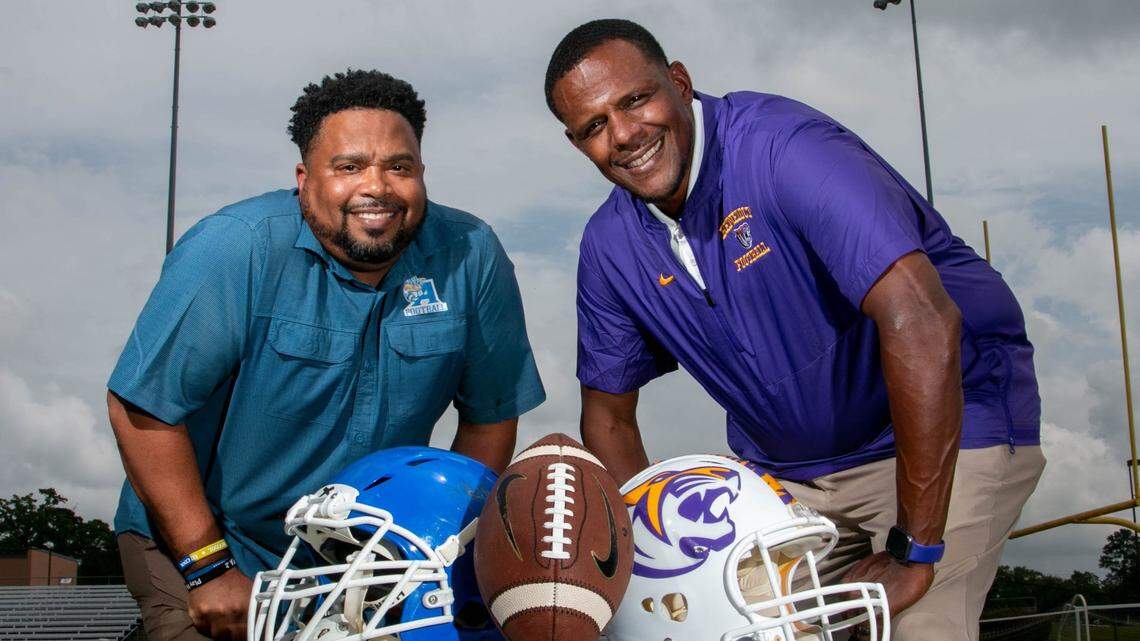 Allen University coach Teddy Keaton, left, and Benedict College coach Chennis Berry