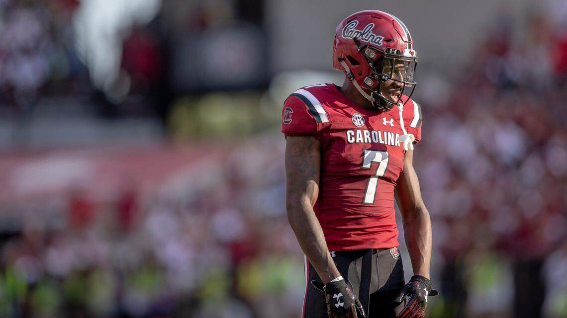 South Carolina Gamecocks defensive back Jaycee Horn (7) gets into position during the game against Georgia at Williams-Brice Stadium Saturday, Sept. 8, 2018, in Columbia, SC.

