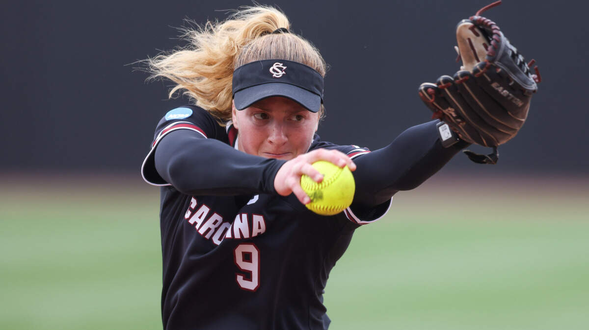 South Carolina pitcher Sam Gress (9) pitches during the Gamecocks’ game against North Florida at Beckham Field in Columbia on Saturday, May 17, 2025.