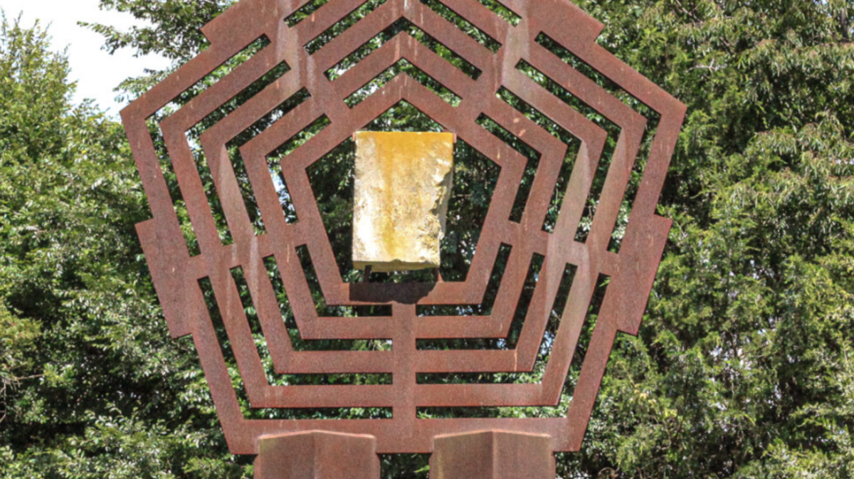 Sculptor Alex Palkovich created a 9/11 memorial of metal and a piece of the Pentagon for Veteran’s Park in Florence, SC., dedicated on the 10th anniversary of the attacks on New York and Washington.