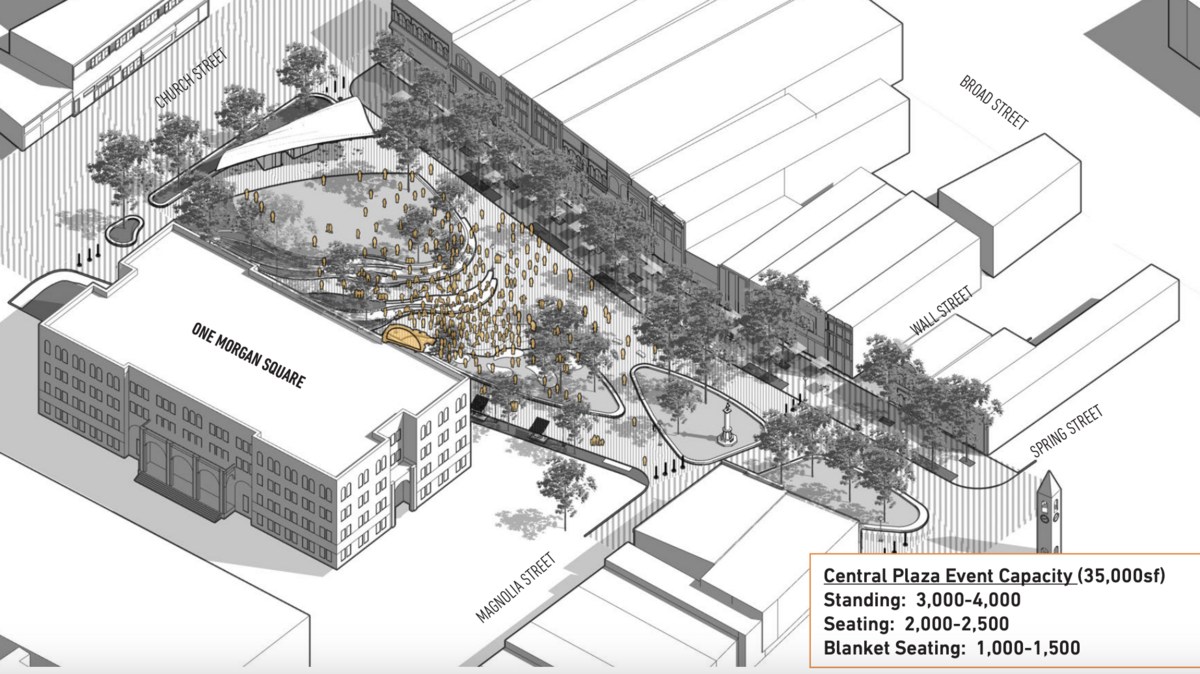 The new Morgan Square in Spartanburg has been designed to be flexible for many uses including large concerts.