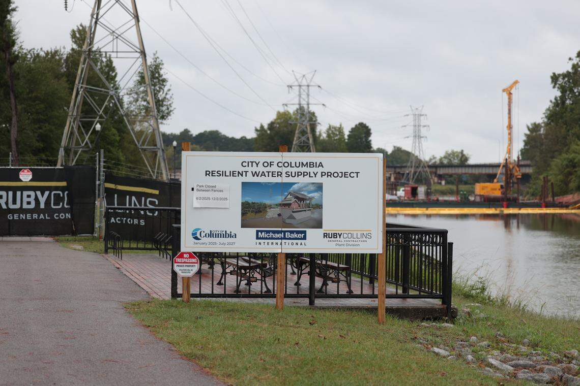 Construction continues on the Columbia Canal to install a new water intake on the Broad River on Tuesday, Sept. 30, 2025.