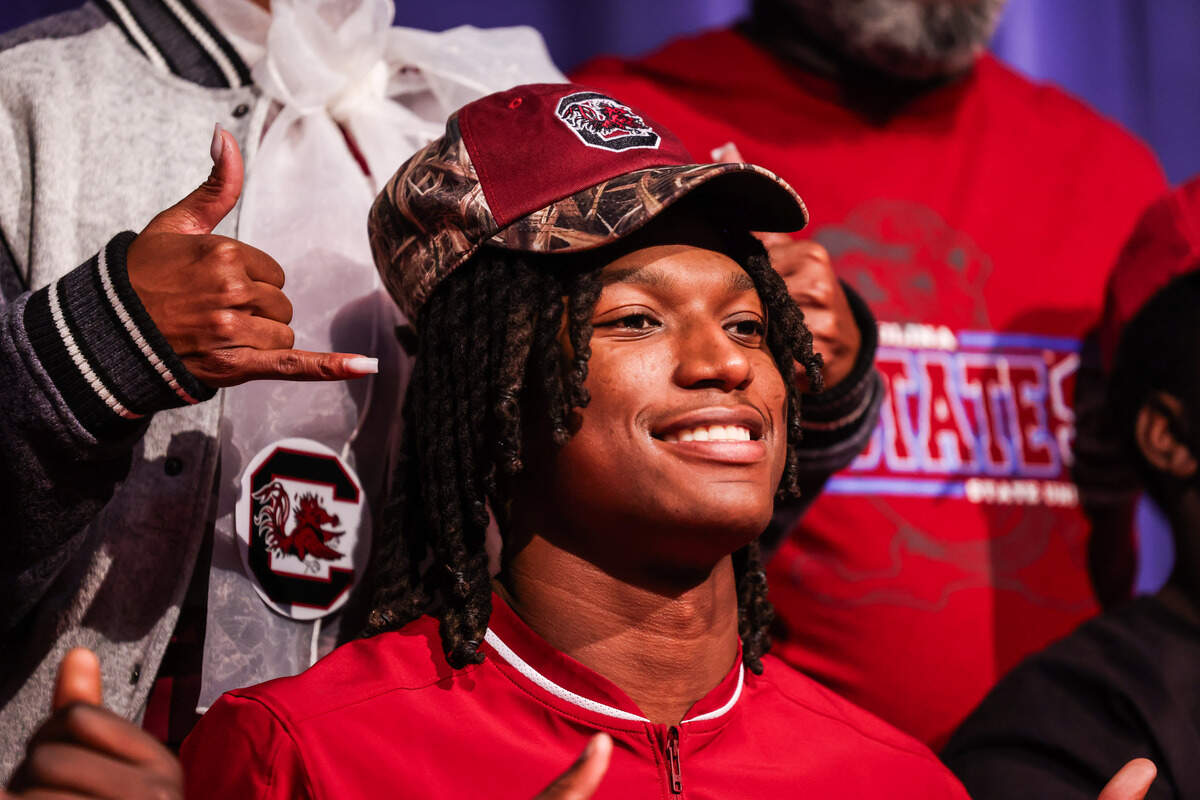 J’Zavien Currence is seen during the National Signing Day ceremony at South Pointe High School in Rock Hill on Wednesday, Dec. 3, 2025.