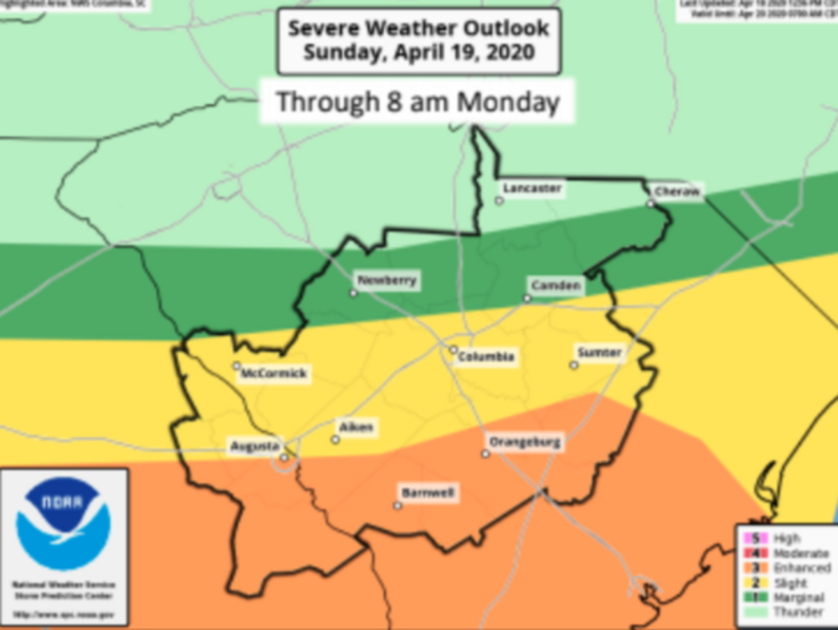 A storm is front predicted to come through South Carolina Sunday night and Monday morning.