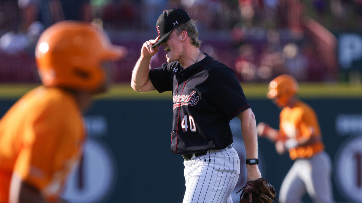 Wesley Sweatt (40) of South Carolina reacts after giving up a three run homer during the Gamecocks’ game against visiting Tennessee at Founders Park in Columbia on Saturday, May 20, 2023.