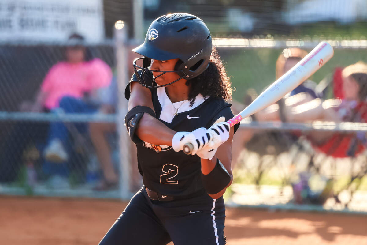 Gray Collegiate War Eagles Aspen Boulware bats against the South Florence Bruins during the Class 4A Lower State Softball championship at Gray Collegiate Academy on May 21.