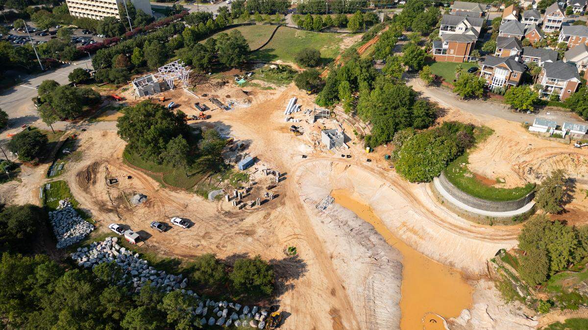 Finlay Park from the air on Friday, August 16, 2024. 