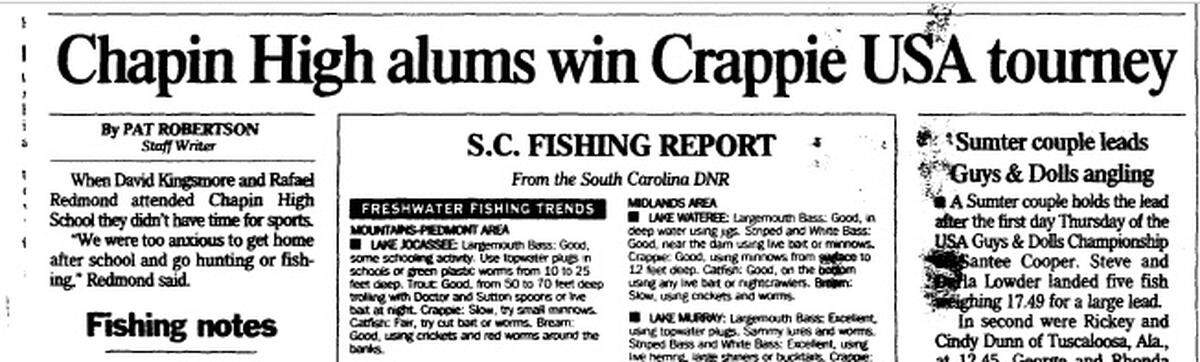 In 2000, The State featured an article in its Sports section on Rafael Redmond.