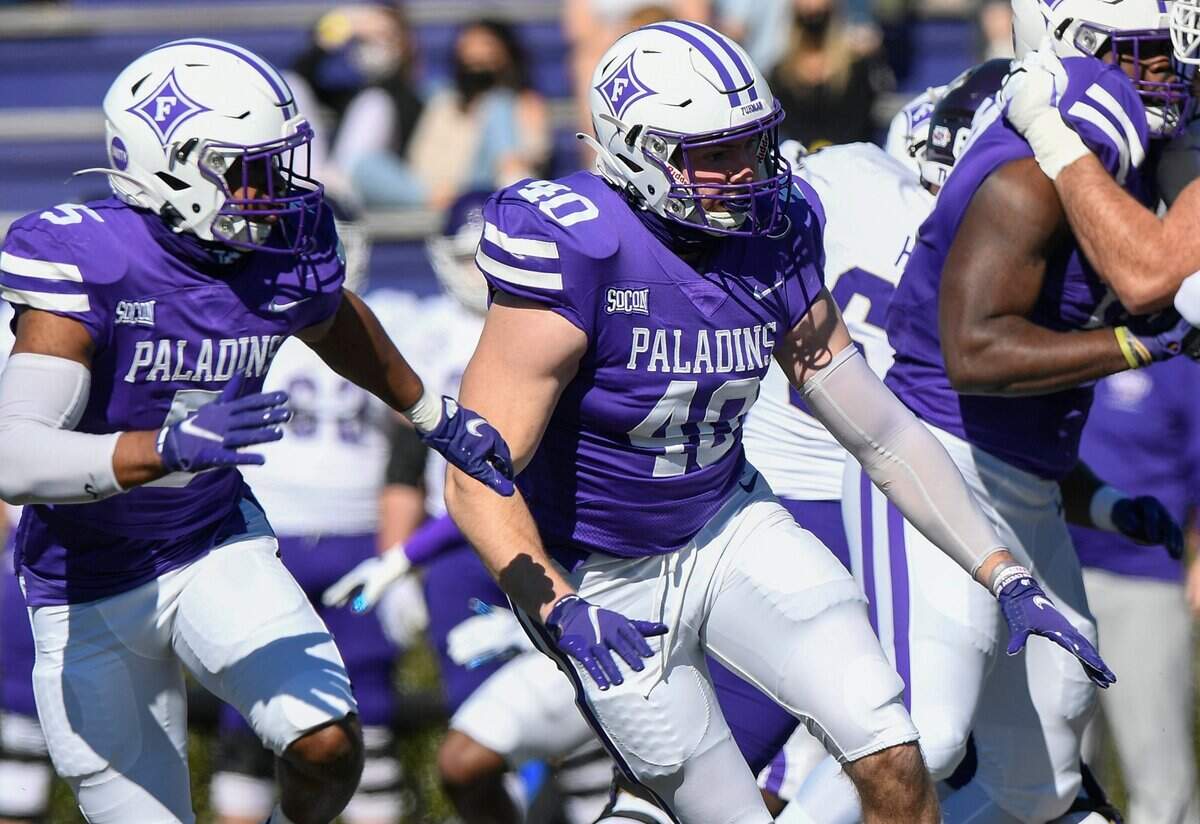 Furman defensive end Dru Seabrook (40) plays against Western Carolina on Feb. 20