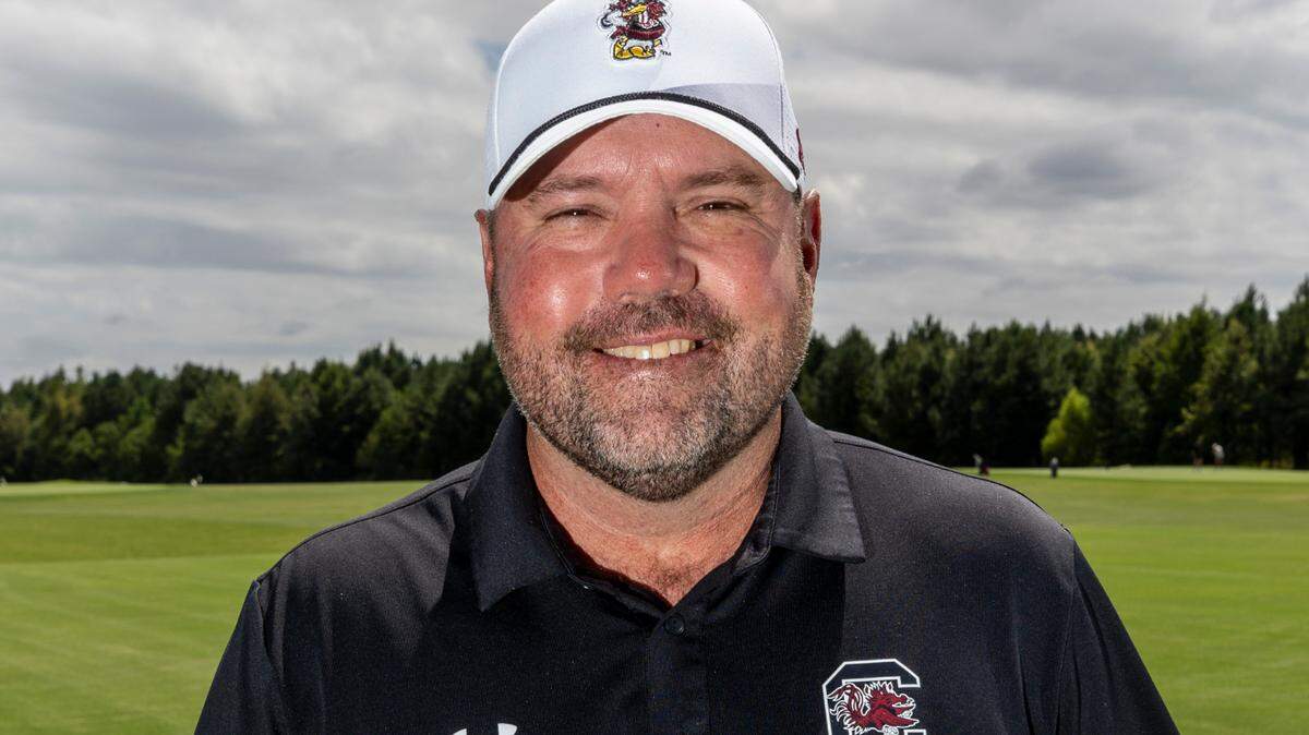 South Carolina golf coach Rob Bradley at the Gamecocks’ Huskey/Dietrich golf practice facility.