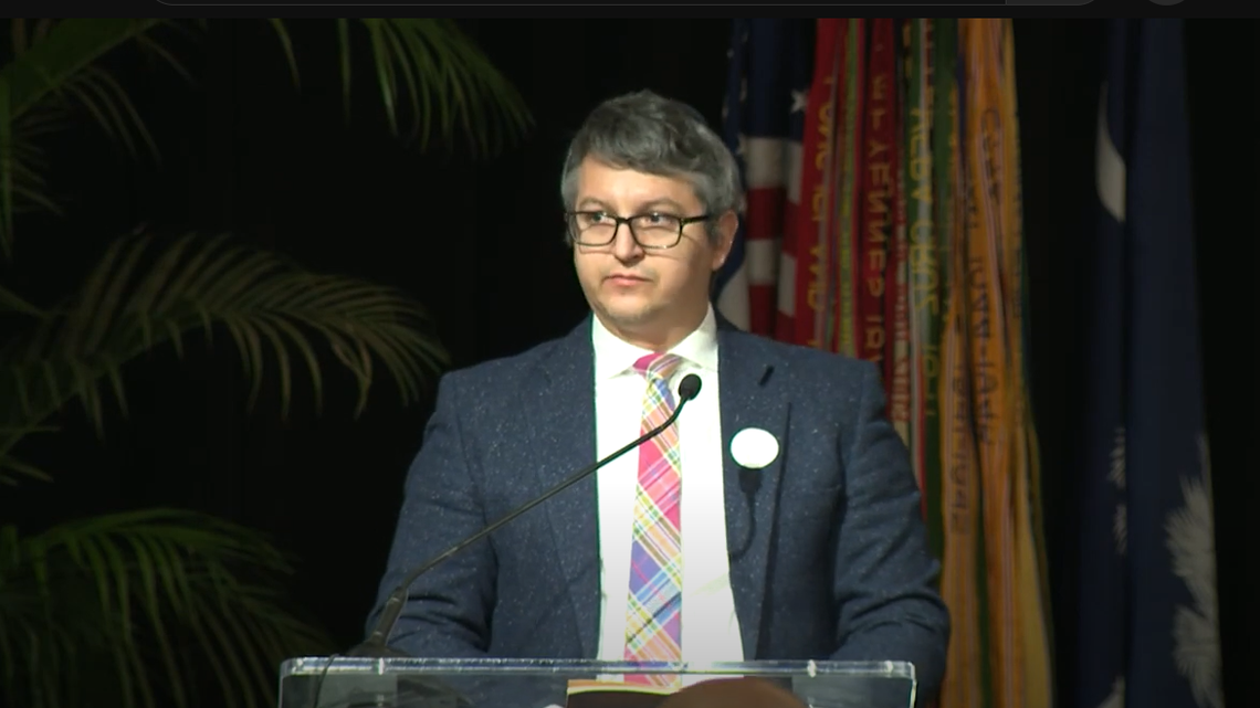 Rabbi Sam Rose gave a benediction on Holocaust Remembrance Day, calling for tolerance for the LGBTQ community, immigrants and refugees. His remarks were subsequently removed from the official recording of the event.