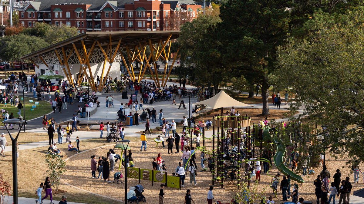 The newly-reopened Finlay Park bustles with activity during the Jam Room Music Festival on Saturday, November 15, 2025.