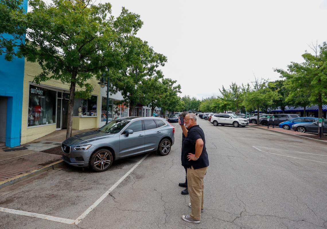 Floodwaters washed Carter Bruns’ car down the road from where he parked it along Saluda Avenue in Columbia’s Five Points business district. The district was inundated by flood waters after an unprecedented rain event on Monday, July 4, 2022.