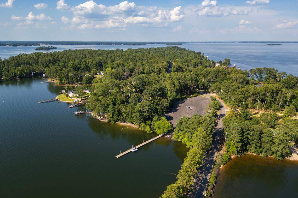 Shull Island Boat Ramp from the air on Tuesday, June 25, 2024.