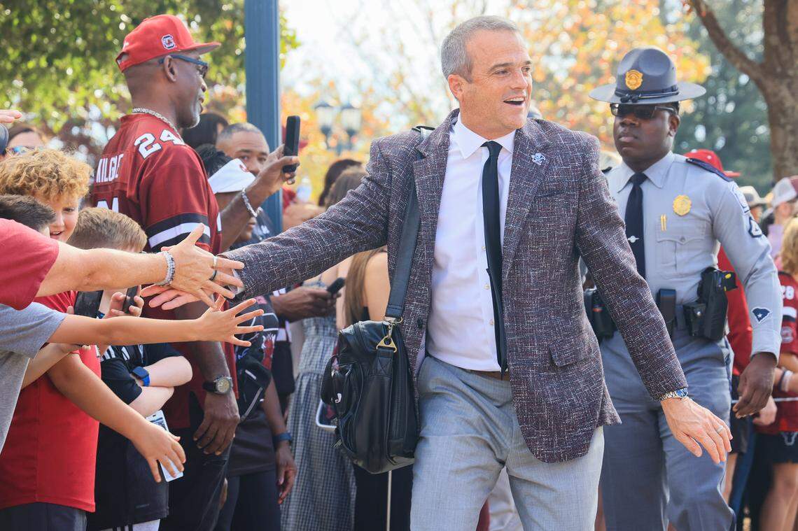 South Carolina head coach Shane Beamer enters Williams-Brice Stadium Saturday, November 22, 2025.