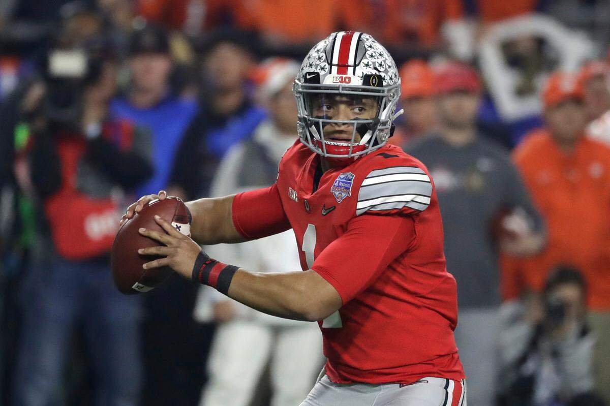 Ohio State’s Justin Fields passed for 320 against Clemson last year.