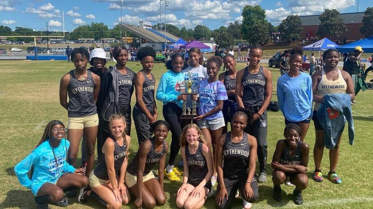 The Blythewood girls track and field championship team won the Class 5A Lower State qualifier on Saturday, May 14, 2022.