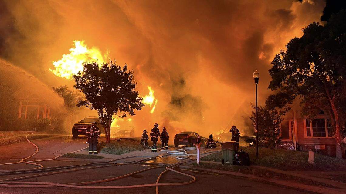 Members of the Columbia Fire Department battle a 2-Alarm fire.