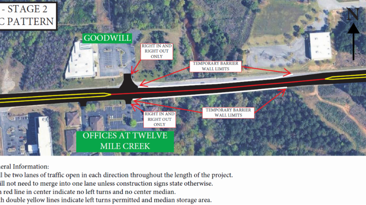 The S.C. Department of Transportation is temporarily closing some lanes of U.S. 378 during bridge construction over Twelve Mile Creek. 