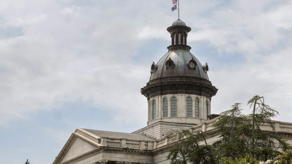 In honor of U.S. Senator Lindsey Graham, flags fly at half staff on the South Carolina State House on Monday, July 13, 2026. Graham died at 71, on Saturday, July 11, 2026.