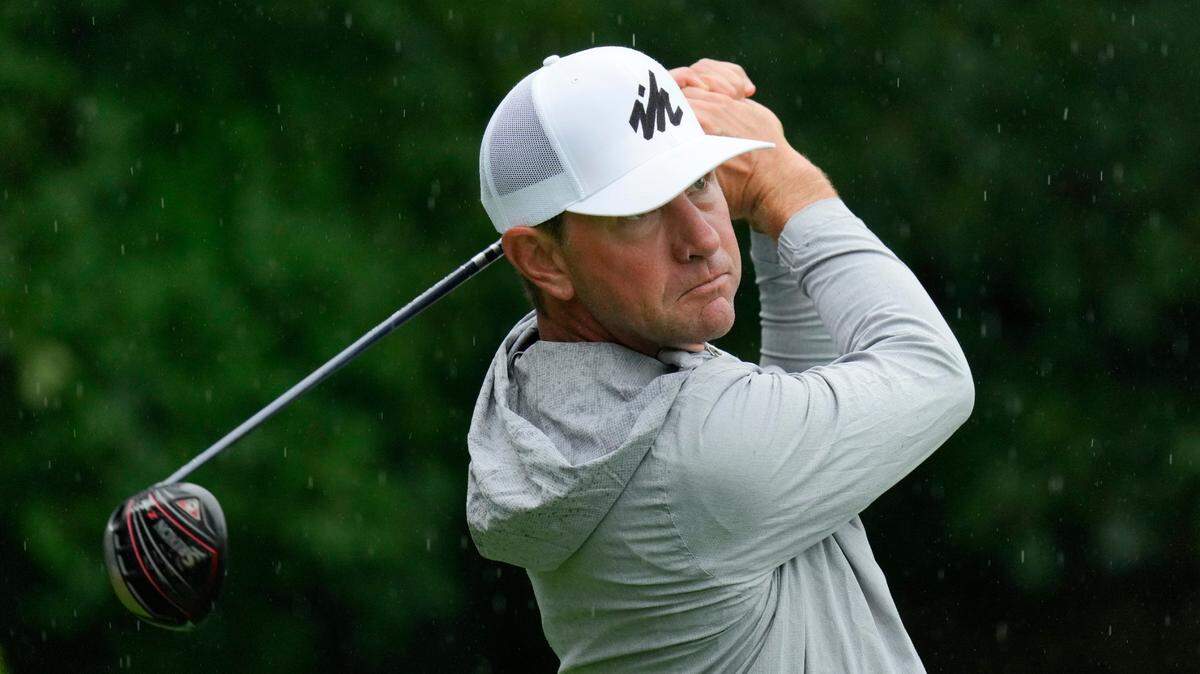 Lucas Glover hits off the second tee during the final round of the John Deere Classic golf tournament, Sunday, July 11, 2021, at TPC Deere Run in Silvis, Ill. (AP Photo/Charlie Neibergall)