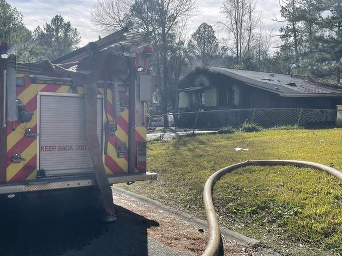 The Columbia Fire Department battles a blaze at a home.