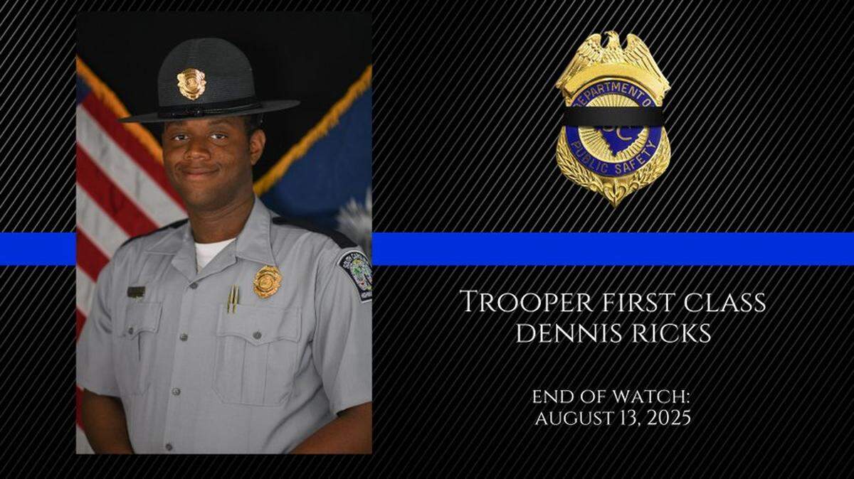Trooper First Class Dennis Ricks died, according to the South Carolina Highway Patrol.