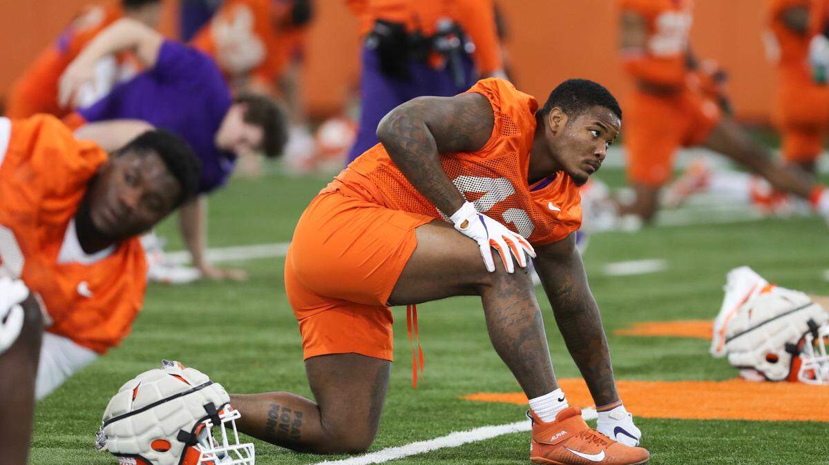 Clemson’s LaVonta Bentley at spring practice Friday, March 4, 2022.