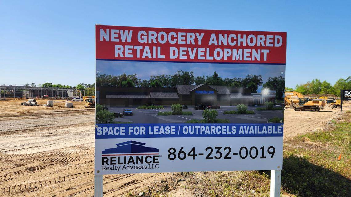 A new Food Lion grocery store will anchor an under-construction shopping complex at 10526 Two Notch Road in Elgin, SC, near Spears Creek Church Road.