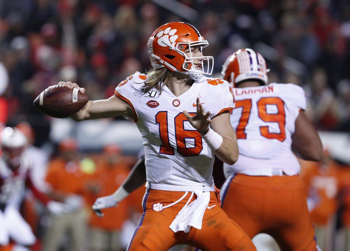 Clemson quarterback Trevor Lawrence passed for three touchdowns Saturday against N.C. State.