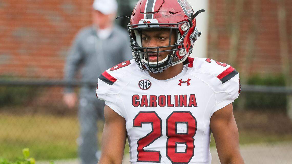 South Carolina defensive back Tavyn Jackson (28) during practice for the Outback Bowl against Michigan in Tampa, FL.