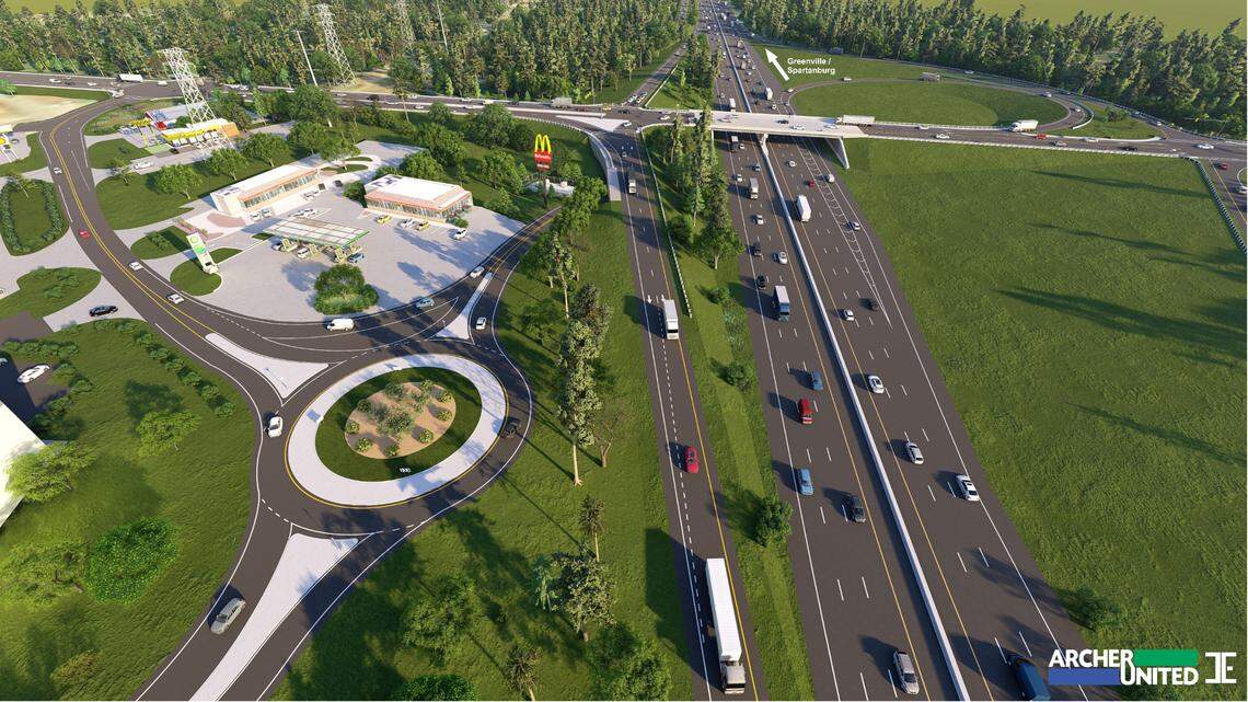 A rendering of what the reworking of Interstate 26 Exit 91 at Chapin will look like when complete