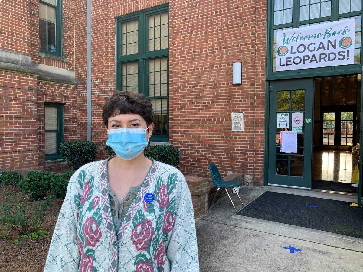 Caroline Wallace, 26 cast her ballot at Logan Elementary school in Columbia, SC. She said women’s rights were a driving motivation for her.
