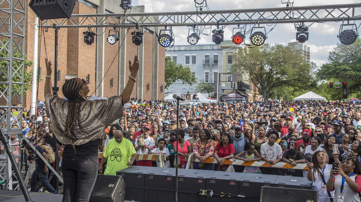 MC Lyte headed up an all-female lineup at the 2018 Love, Peace & Hip Hop festival in April in Columbia, SC.