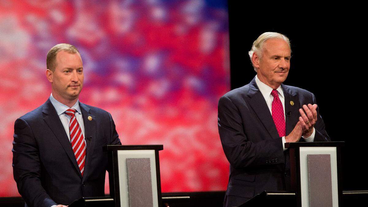 Republican governor candidates participate in a gubernatorial between challenger John Warren and Governor Henry McMaster Wednesday, June 20, 2018 at Newberry Opera House in Newberry, South Carolina.  Andrew Whitaker/Post and Courier