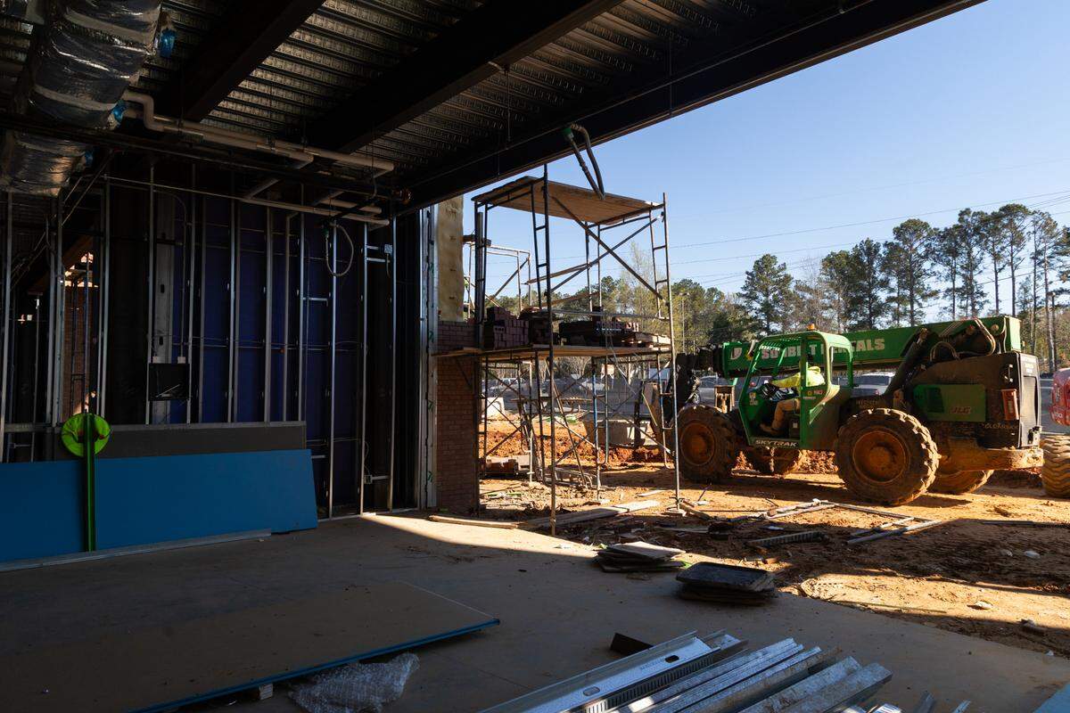 Irmo High School is under construction on Thursday, March 27, 2025. The new east wing of the complex will add new class rooms, a media center, dining area and offices for faculty and staff.