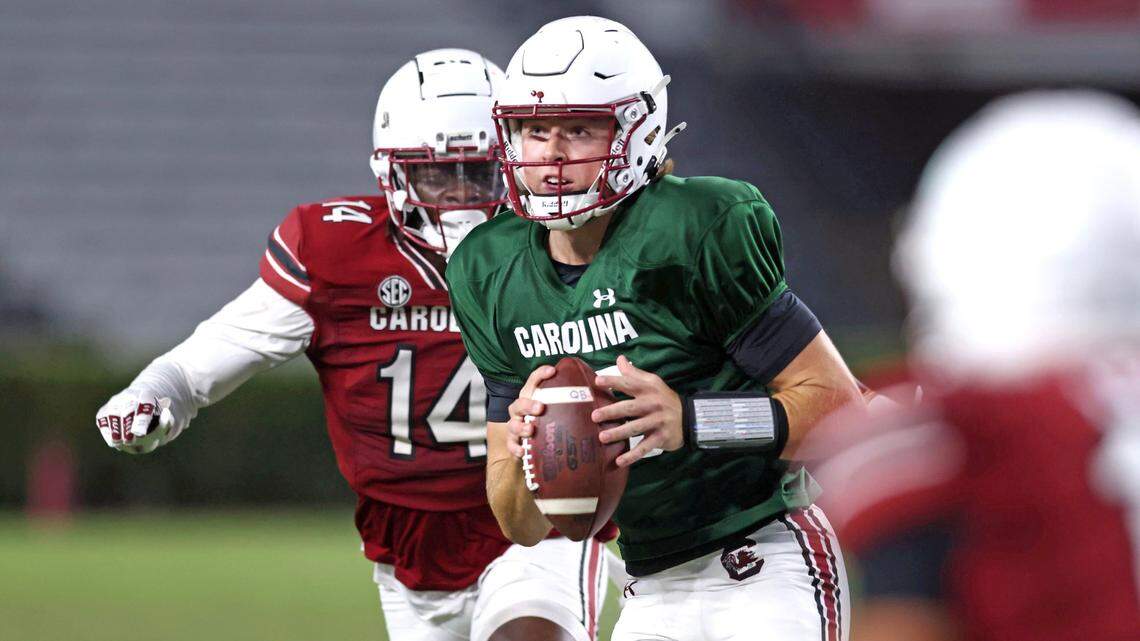 South Carolina QB Cutter Woods on Friday in the 2025 Garnet and Black Spring Game at Williams-Brice Stadium.
