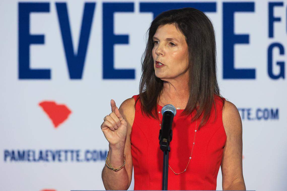 Lt. Gov. Pamela Evette announces her bid for the Republican nomination for South Carolina Governor at The Smokestack at Judson Mill on Monday, July 14, 2025.