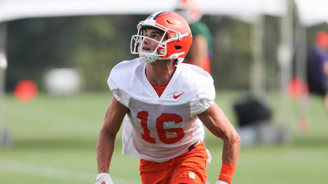 Clemson’s Will Taylor at the Tigers’ first practice of 2022 camp on Friday, Aug. 5.