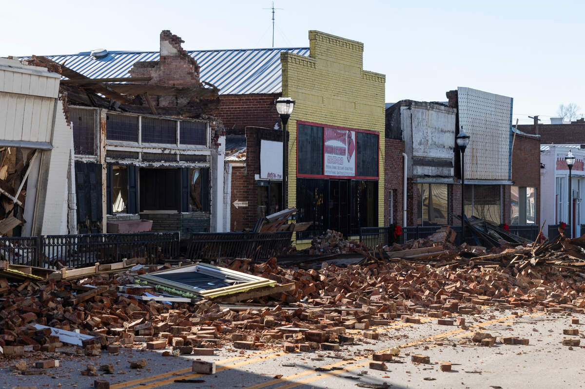 Bamberg, South Carolina is damaged from an apparent tornado on Wednesday, January 10, 2024. The Tuesday storm damaged businesses and houses around the area.