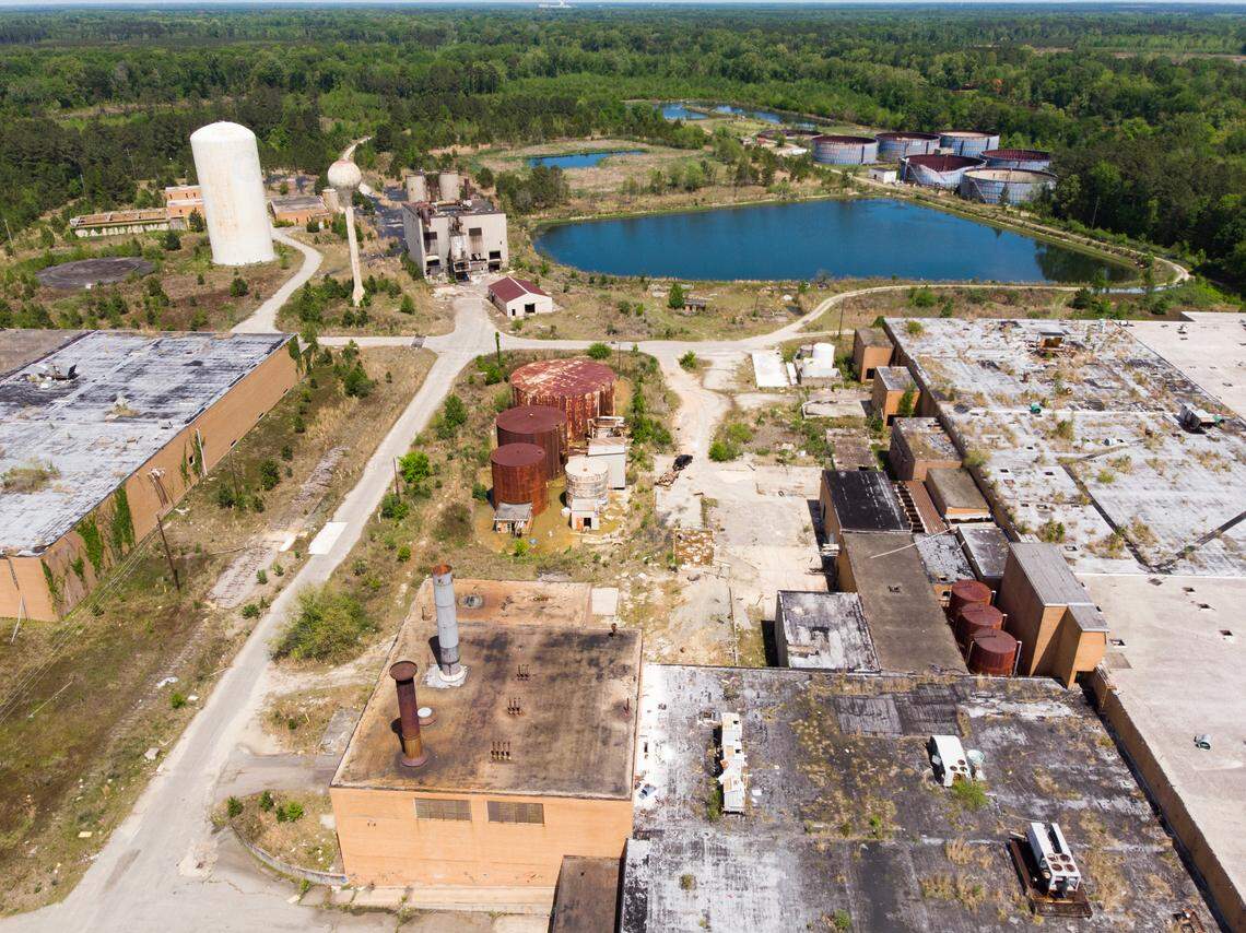 Textile plants are a major source of hazardous forever chemicals, also called PFAS. National manufacturers shipped chemicals to places like Galey and Lord, seen here. It is a textile plant in Darlington County, South Carolina. Sludge from the plant was spread on farm fields as fertilizer, with the permission of South Carolina’s environmental agency.
