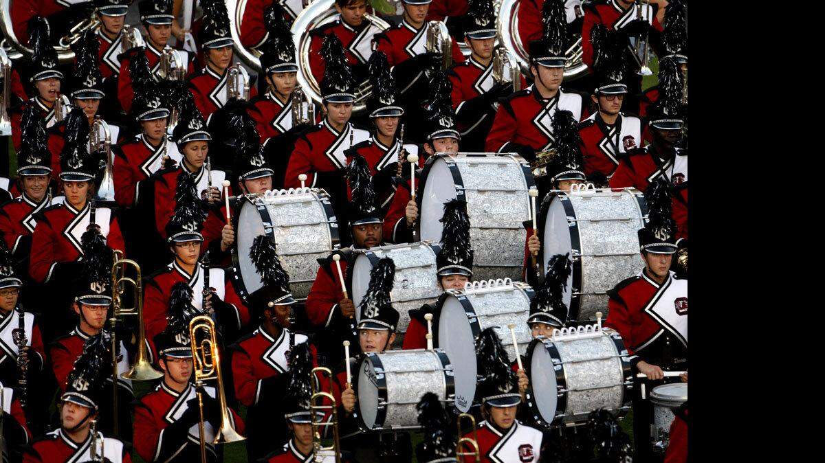 The USC Marching Band prepares to hit the field prior to the start of the Gamecocks game against Vanderbilt at Williams-Brice Stadium, Saturday, September 24, 2011.