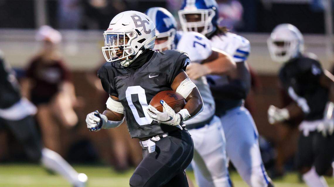 Brookland-Cayce Bearcats Naahzeikiel Mays (0) rushes against the Airport Eagle during the game at Brookland-Cayce High School Friday, Aug. 26, 2022.
