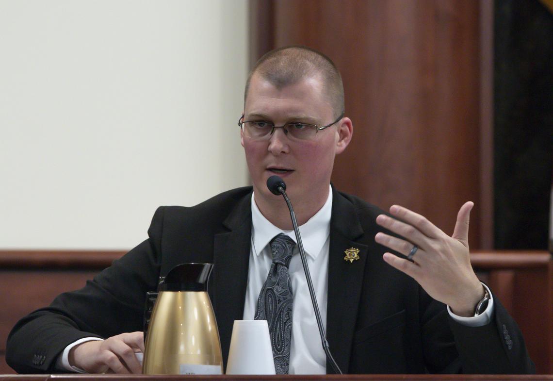 Lexington County Sheriff’s Department Sgt. Adam Creech tells the jury about Tim Jones’ confession during questioning by the defense. Timothy Jones, Jr. is accused of killing his 5 young children in 2014. Jones, who faces the death penalty, has pleaded not guilty by reason of insanity. 5/22/19