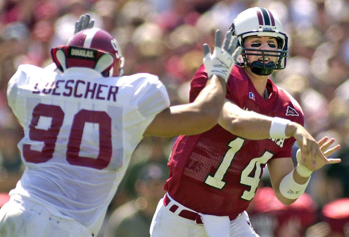 From Sept. 29, 2001: South Carolina quarterback Phil Petty throws a pass against Alabama.
